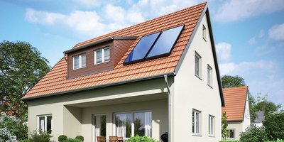 Solarthermiekollektoren auf einem Privathaus